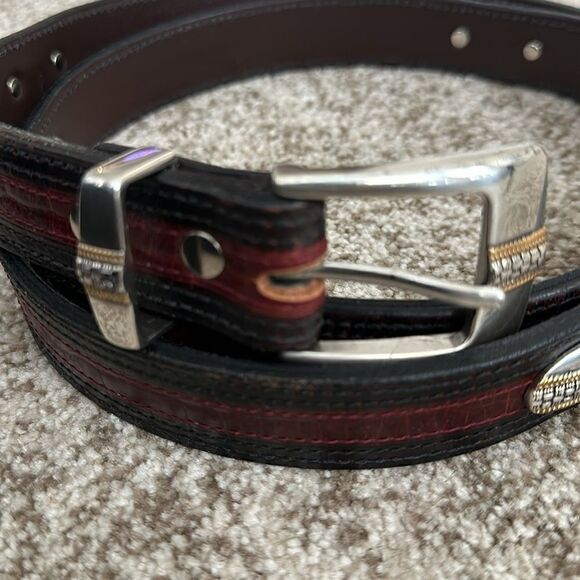 Mens Two-tone Leather Belt 52” tip to tip XXL - Picture 2 of 8